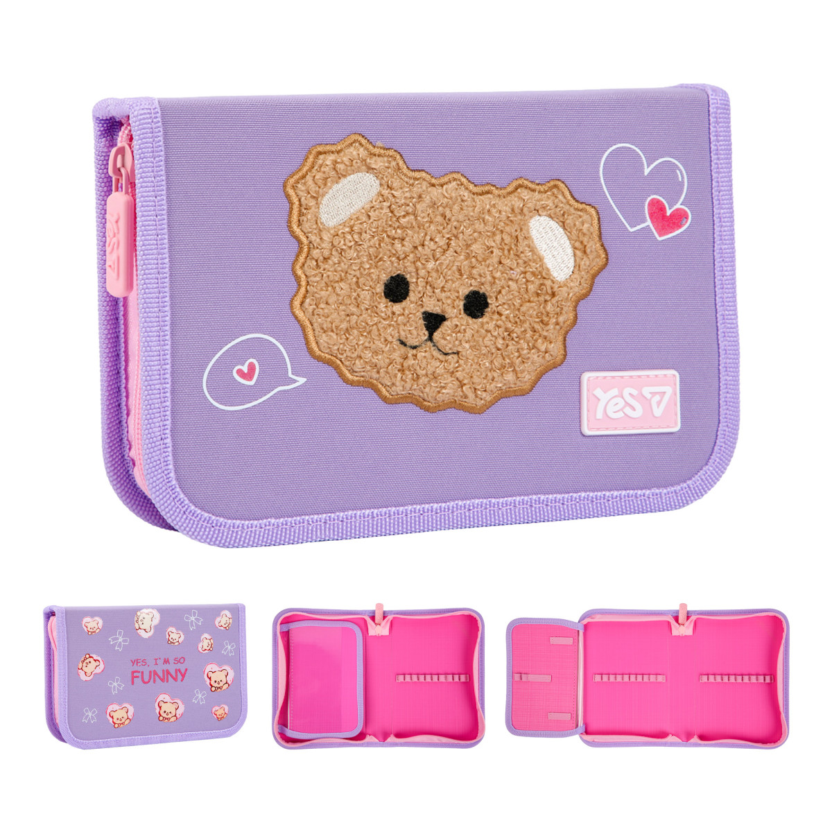 Пенал твердый одинарный с клапаном YES HP-03 Bear Rules 533728 3х13х21 см