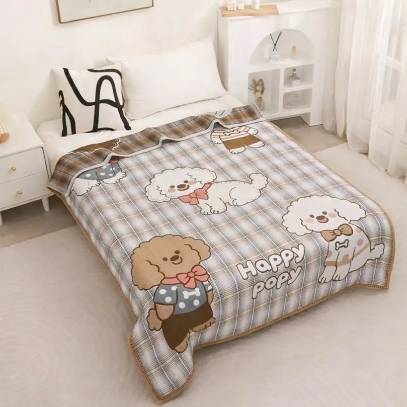 Плед детский из муслина Colorful Home 21477 120х150 см коричневый с серым