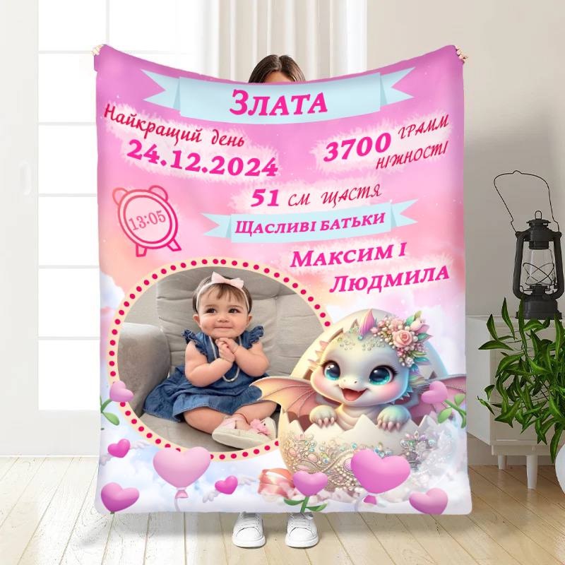 Плед 3D с метрикой Дракончик №3 1 фото 3846_C 16618 80х100 см