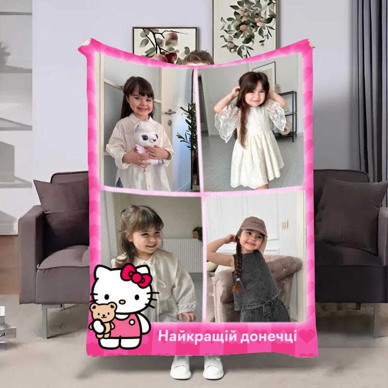Плед 3D со своим фото Hello Kitty на 4 фото 31634 135х160 см