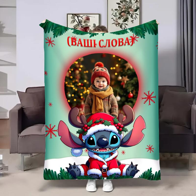 Плед 3D со своим фото Рождественский Стич 32344 135х160 см