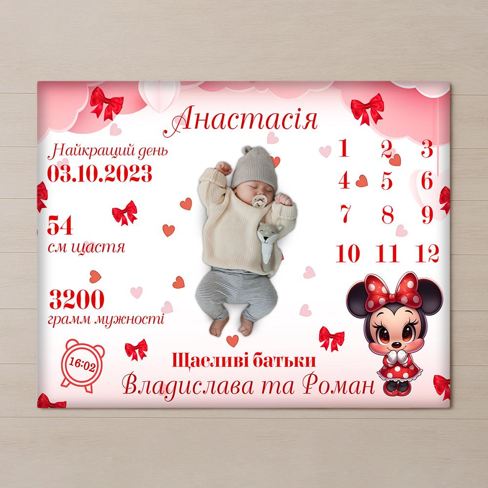 Плед 3D с метрикой Календарь для девочки 32788 80х100 см