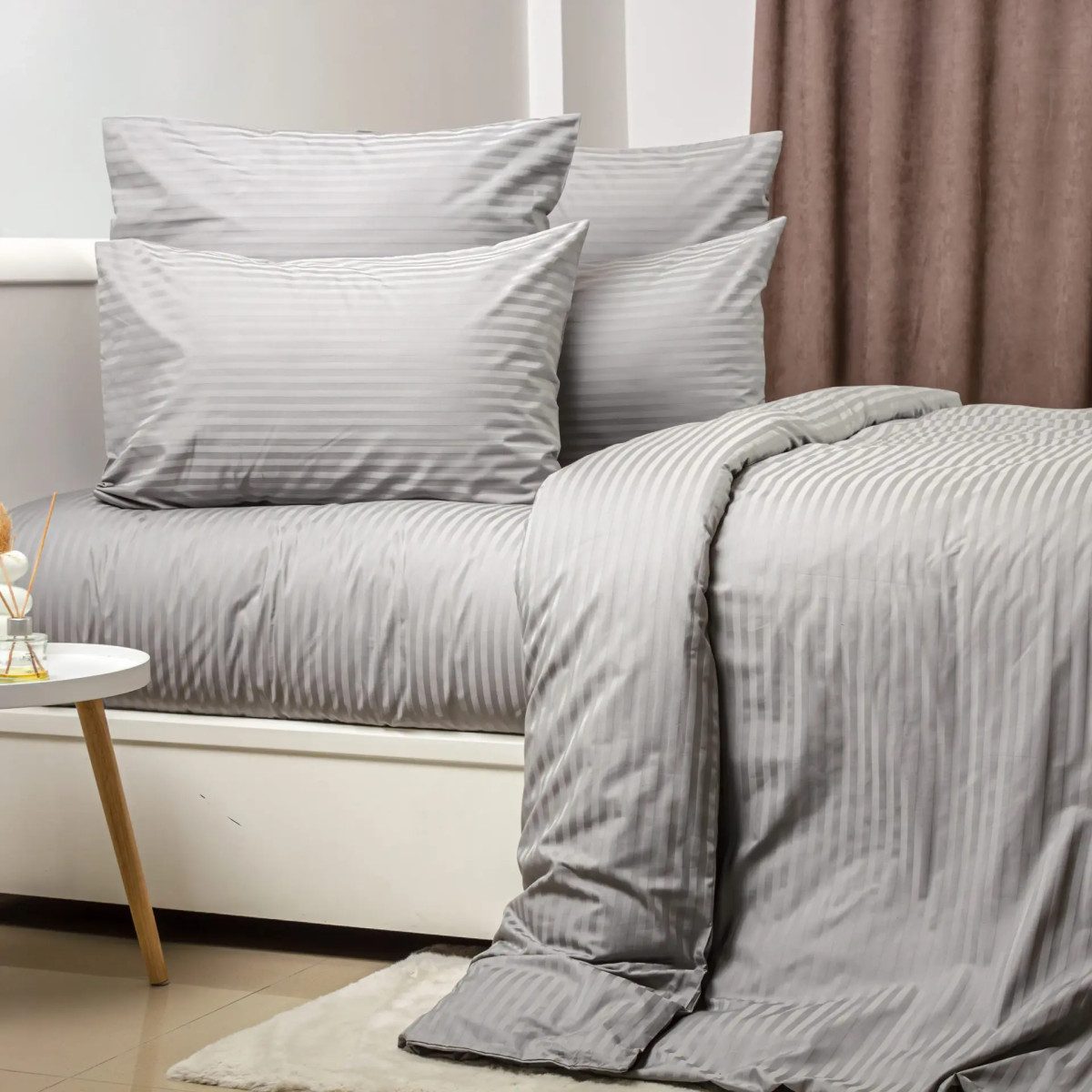 Пододеяльник двуспальное ТЕП СТРАЙП САТИН PREMIUM Grey 2-04853_34877 180х215 см серый