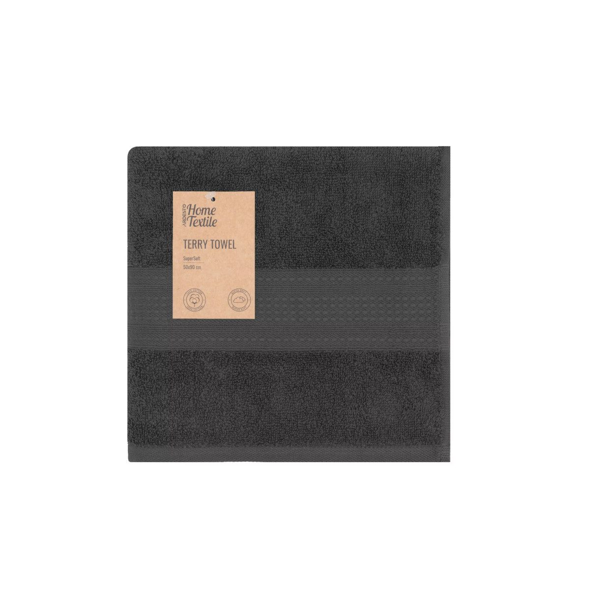 Полотенце махровое Ardesto SuperSoft ART2250MCP 50х90 см графитовое