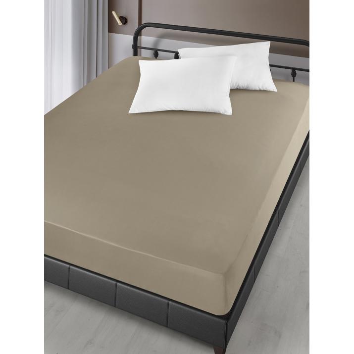 Простынь на резинке Arya Сатин London AR-A107299-light-brown 160х200х30 см светло-коричневая