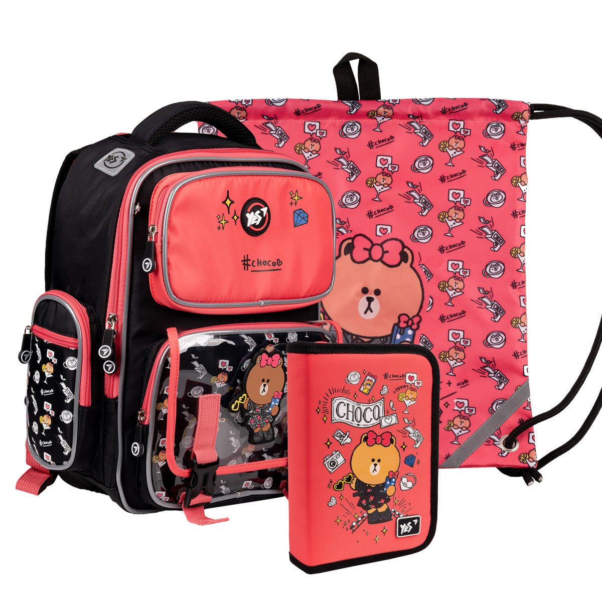 Рюкзак школьный с пеналом и сумкой для обуви YES S-101 Collection Line Friends 559787 3 предмета