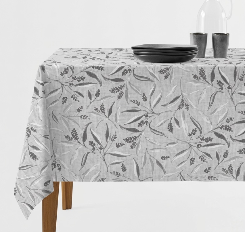 Скатерть Ardesto Grey leaves ART07GL 120х140 см