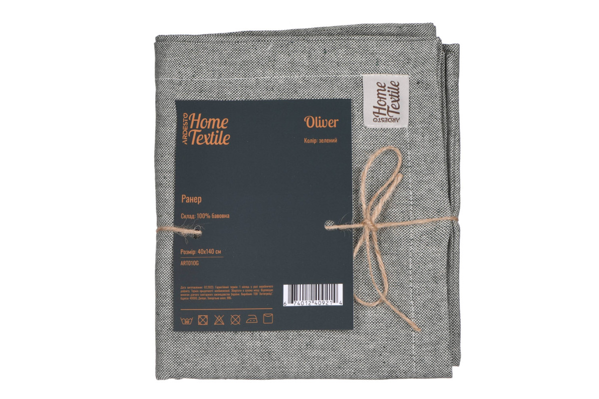 Ранер на скатерть Ardesto Oliver ART-01-OG 40х140 см зеленый