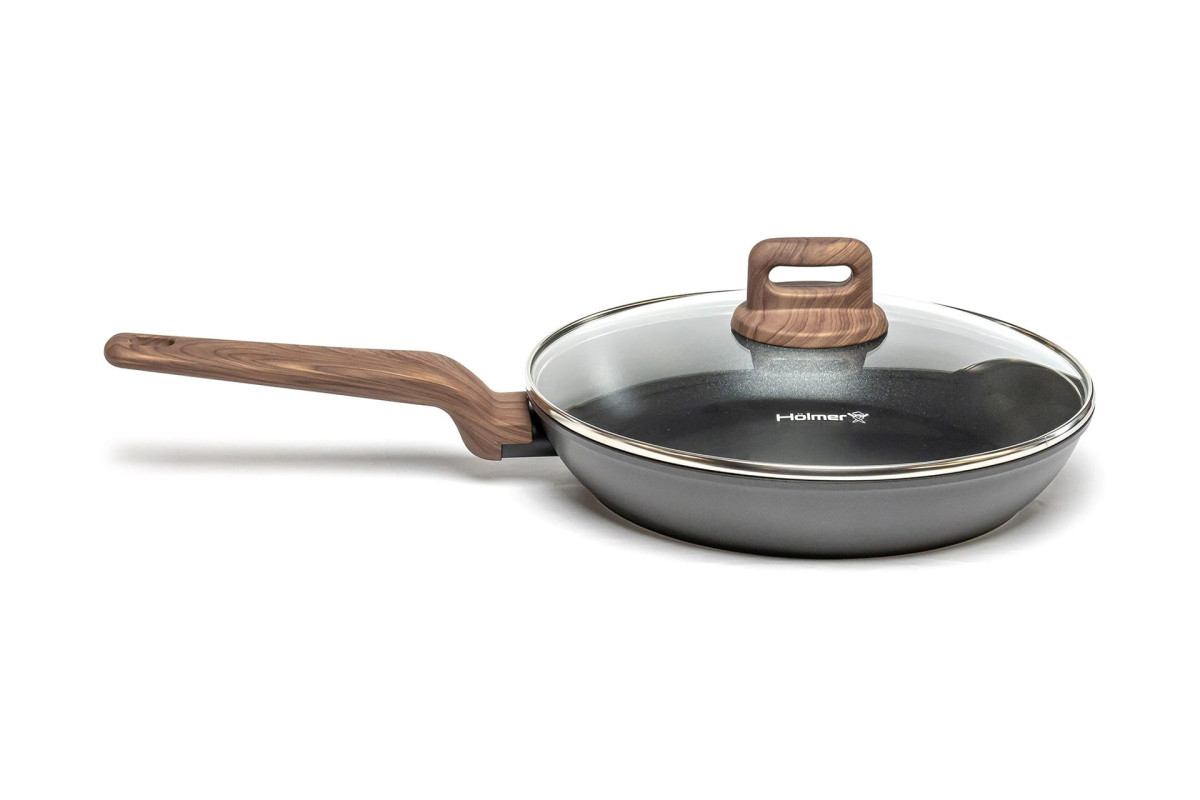 Сковорода с крышкой универсальная Holmer Wood FP-22526-SWBL Wood 26 см черная