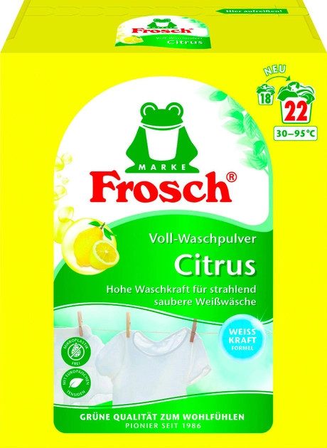 Порошок для стирки универсальный Frosch Цитрус 4001499960260 1.45 г Порошок для стирки универсальный Frosch Цитрус 4001499960260 1.45 г