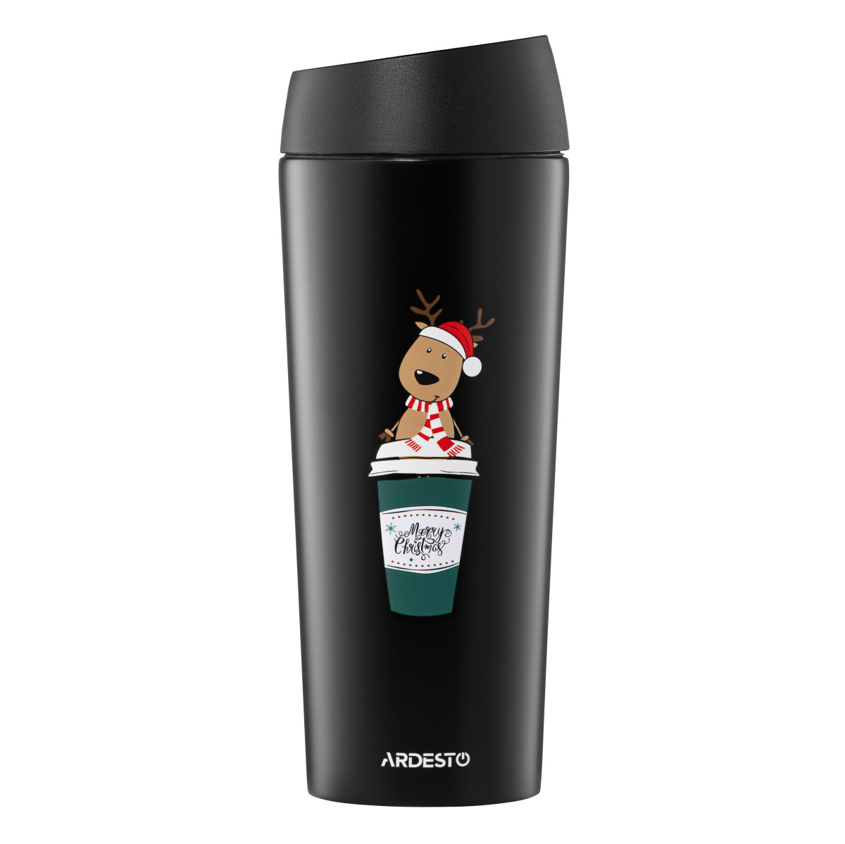 Термочашка Ardesto Сoffee Time Reindeer AR2645RN 450 мл черная Термочашка Ardesto Сoffee Time Reindeer AR2645RN 450 мл черная