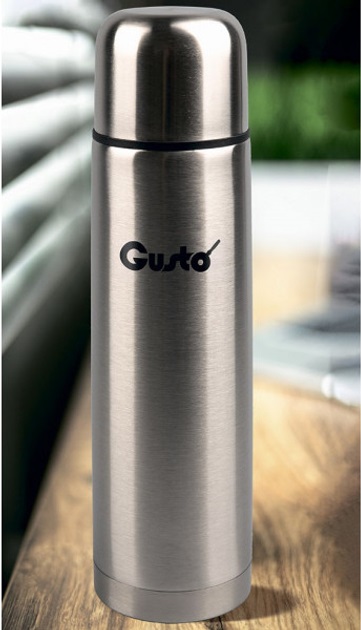 Термос питьевой Gusto Черный янтарь GT-600-P 600 мл серебристый