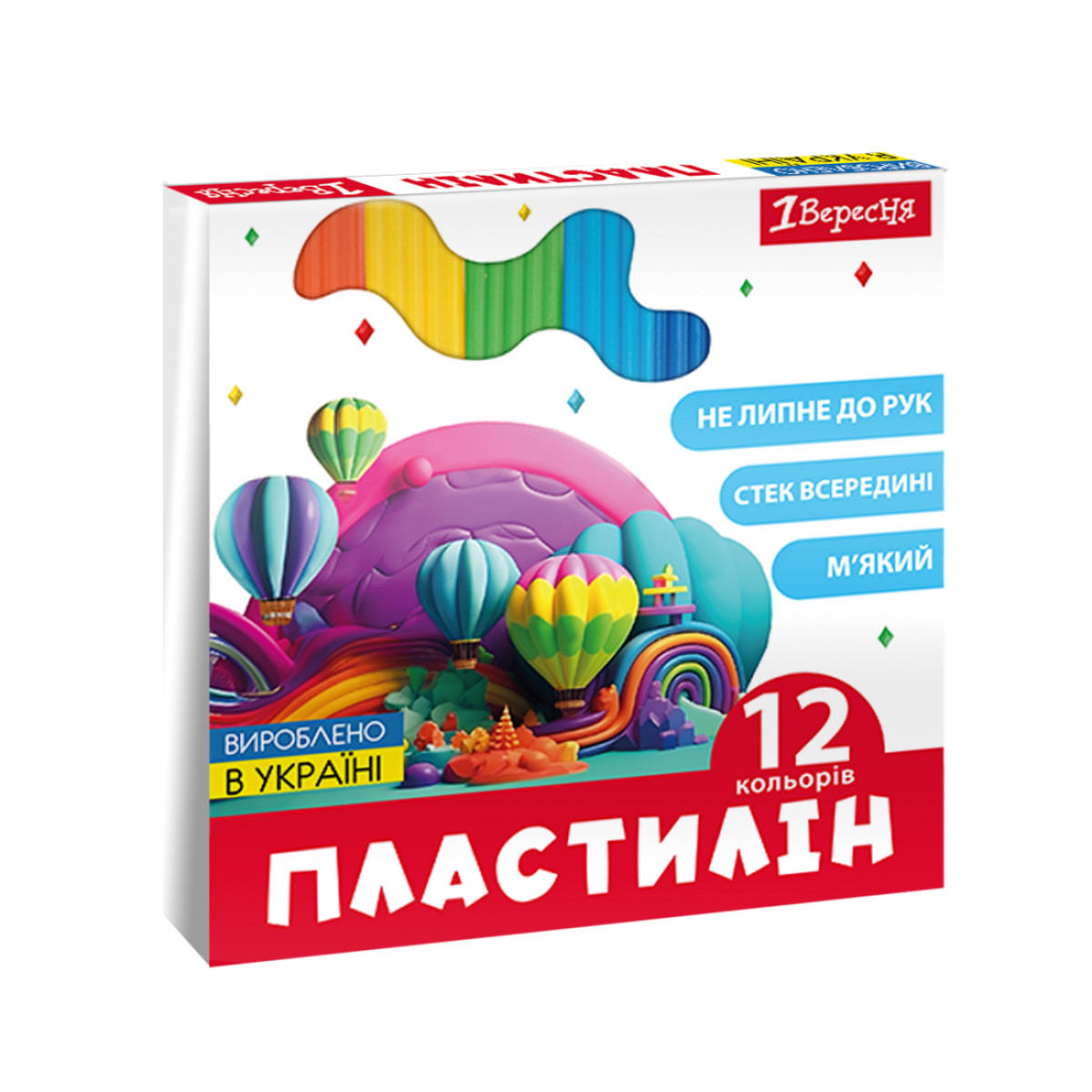 Пластилин 1 Вересня Classic 540671 12 цветов 240 г