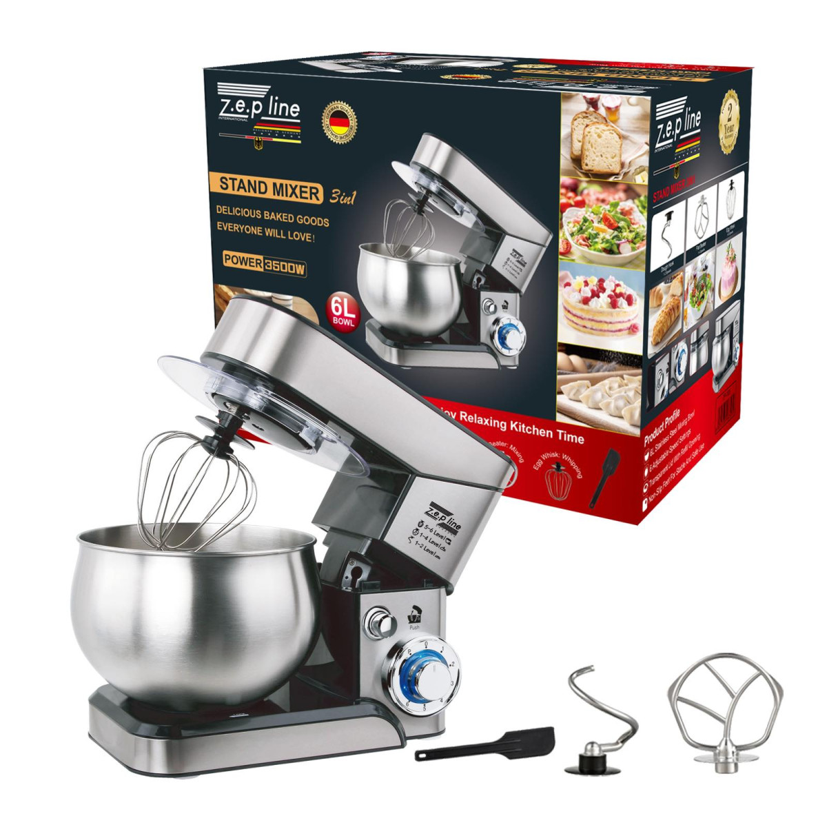 Тестомес миксер 3 в 1 Zepline ZP-105 Black 3500 Вт 6 л черный