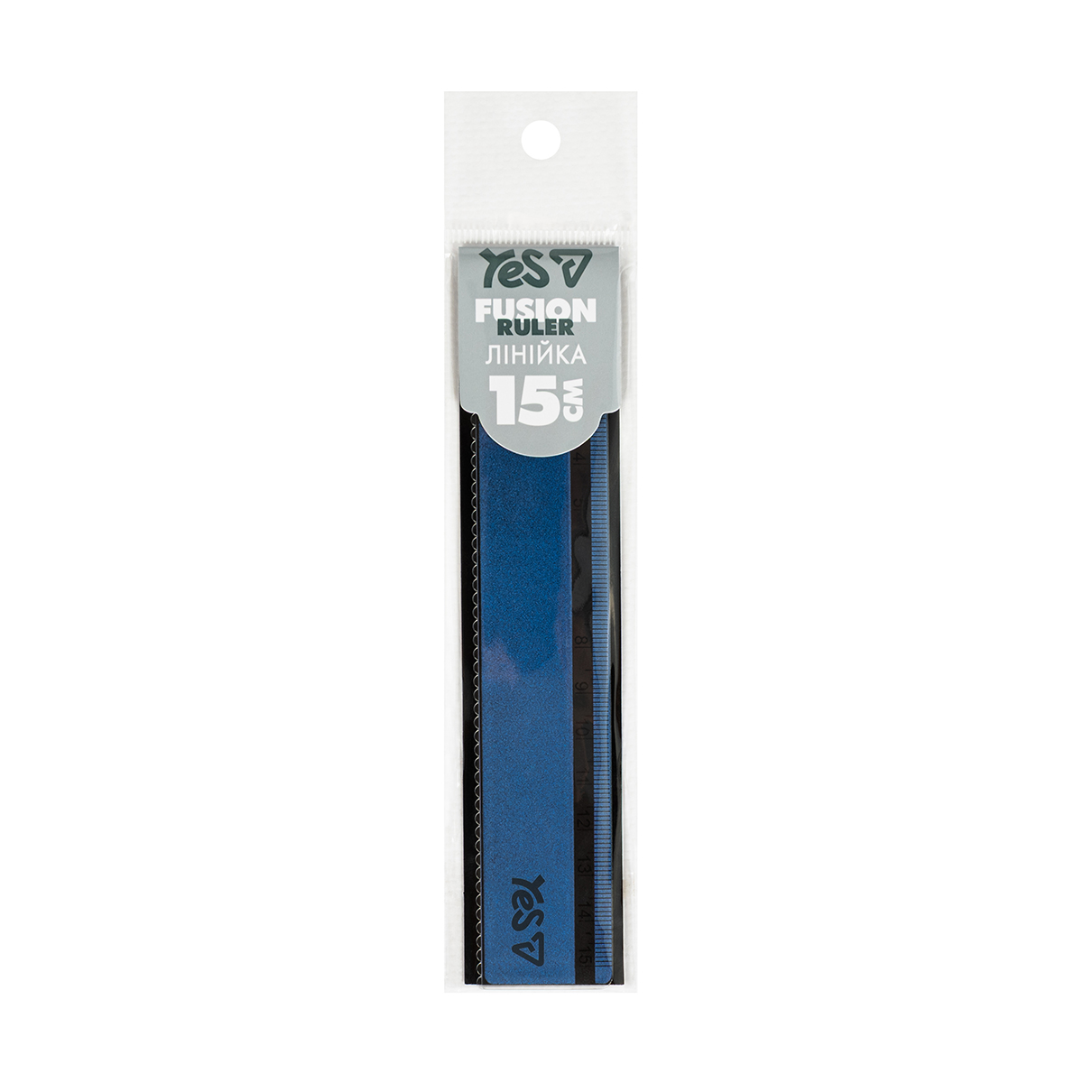 Линейка YES Fusion CHAMELEON blue wavy 370751 15 см