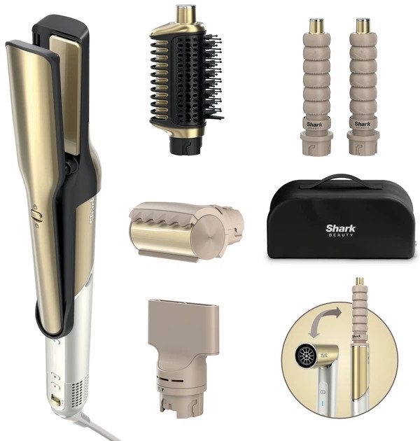 Стайлер для волос Shark Glam Sleek Straight Waves & Curls Multi-styler HD6051SEU 1500 Вт золотистый