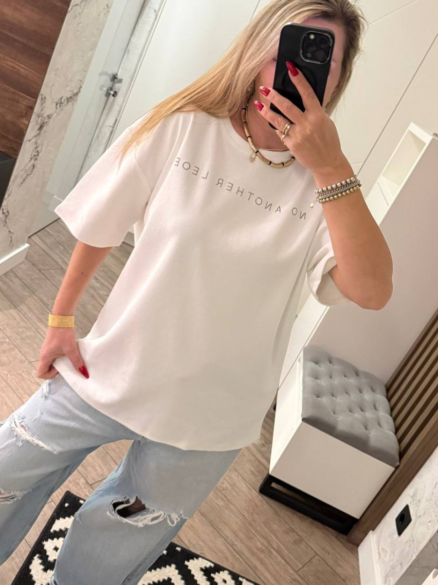 Футболка женская с камнями рубчик 20784 S-XL белая Футболка женская с камнями рубчик 20784 S-XL белая