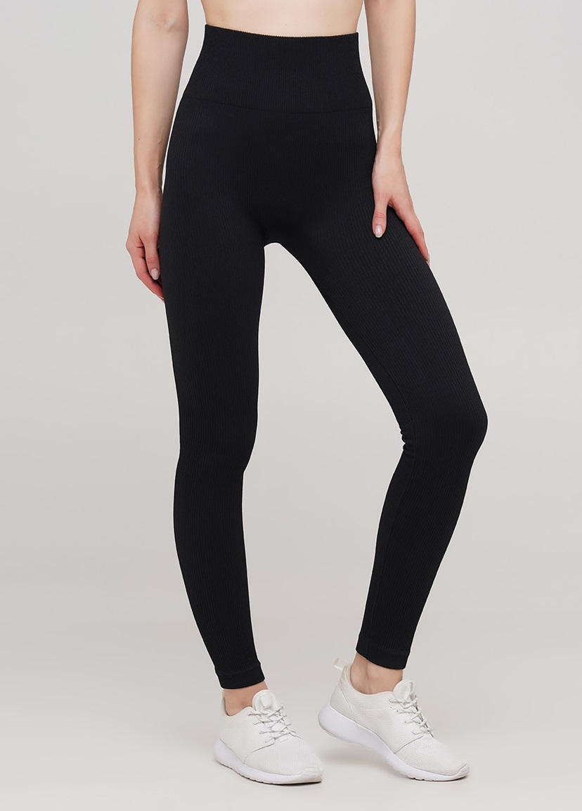 Леггинсы женские в рубчик с пуш-ап LEGGINGS RIB 18864 S-M черные