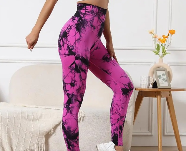 Леггинсы женские спортивные с пуш-ап Tie Dye 18703 S розовый мрамор